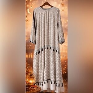 Striped and Patterned tassel Maxi Dress